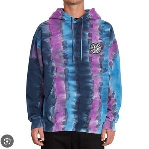 Volcom Blue and Purple Tie-Dye Hoodie